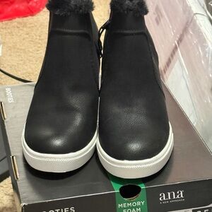 Ana Black Booties with White Soles